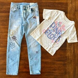 Jumping Beans Jeans Jeggings with Colorful Embroidery - Free Tee Size 8 NWT